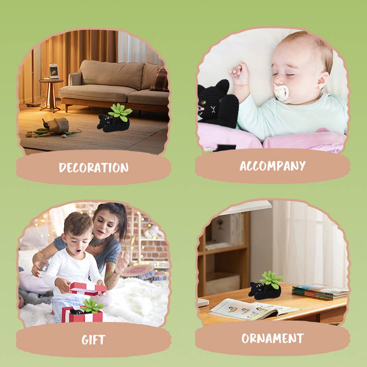 CAT POT PLANT CROCHET NEEDLE MATERIAL PACK_CWMM0817