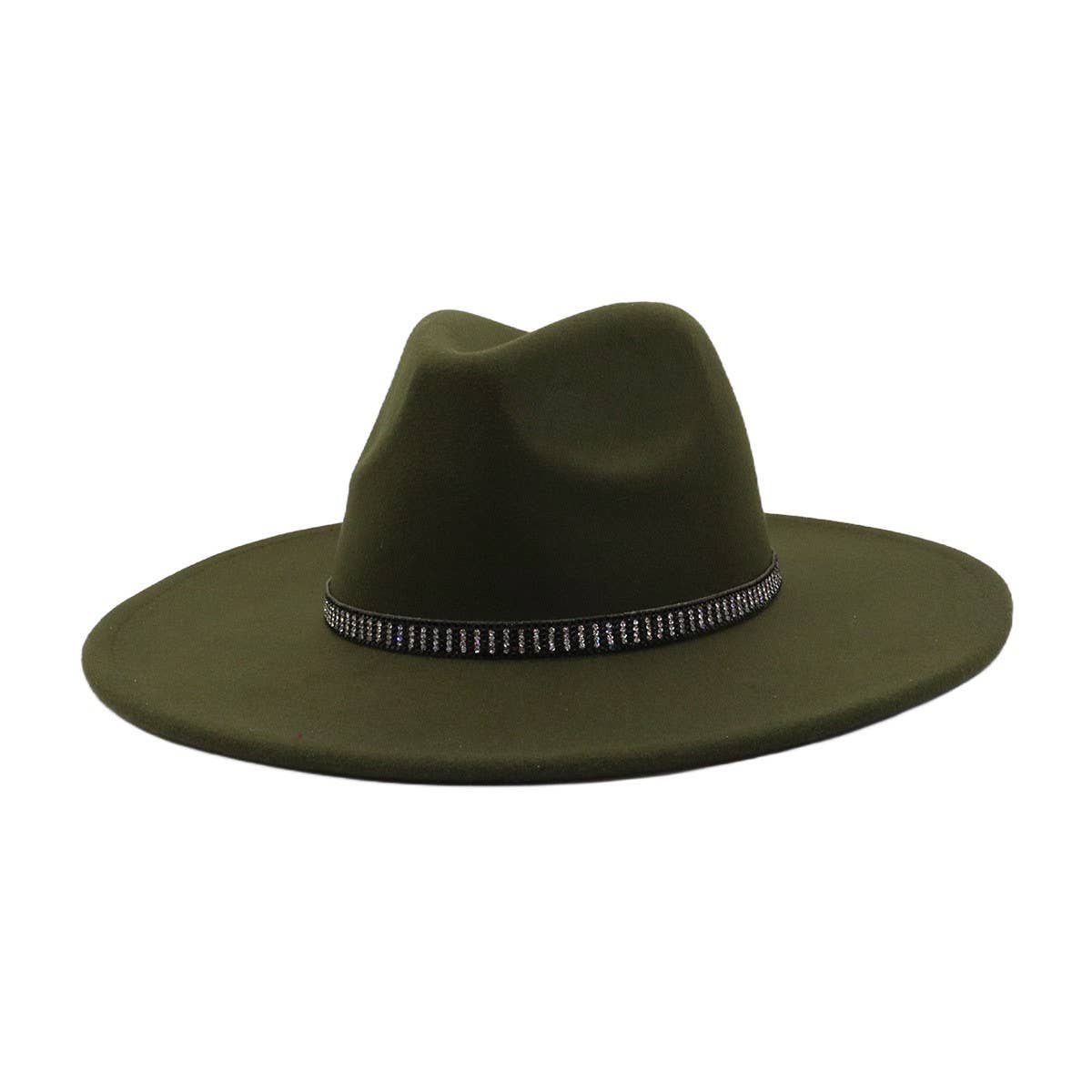 Unisex Wool Fedora Hat Ethnic Flat Brim Style_CWAH04377