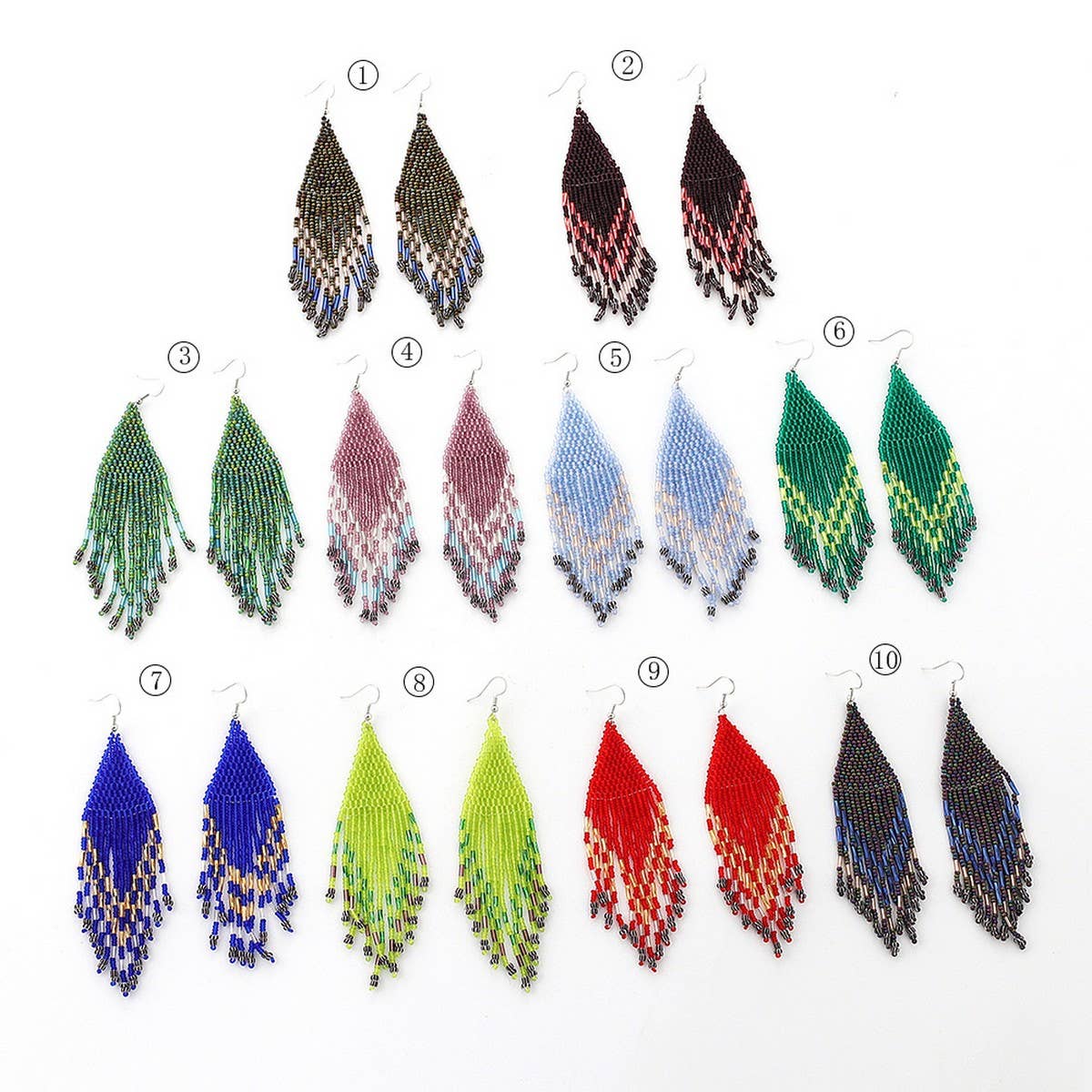 BOHEMIAN TASSELS DANGLE EARRINGS BEADED_CWAJE0754