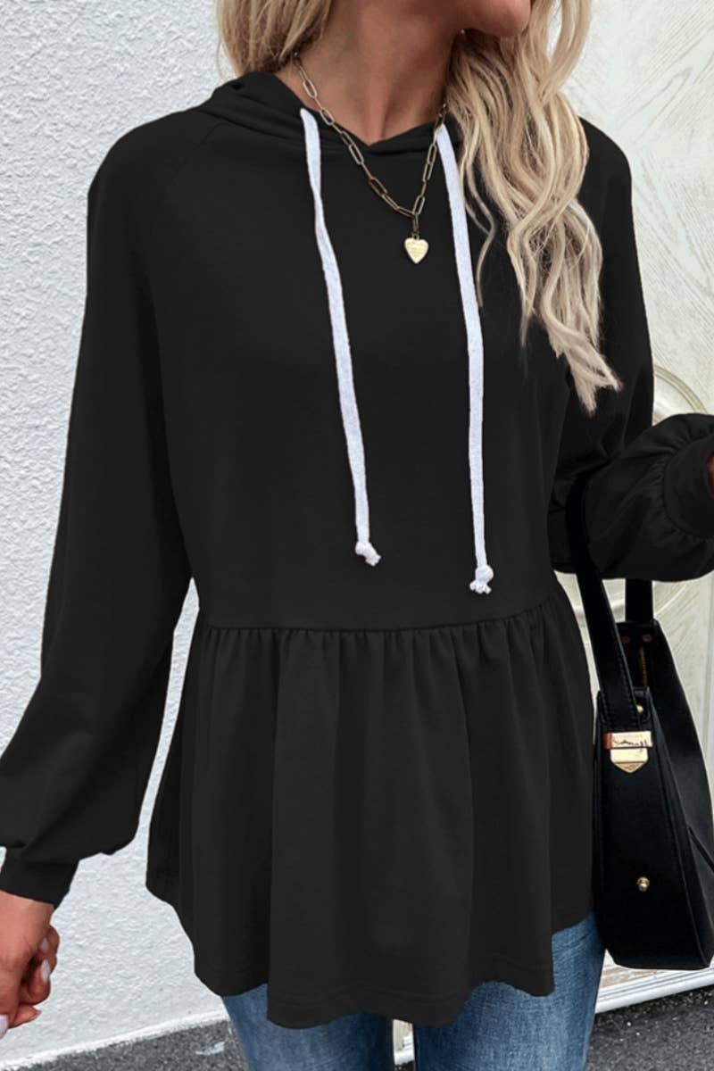 CWOHOL1013_DESIGN HOODED SPLICED LONG-SLEEVED HOODIE