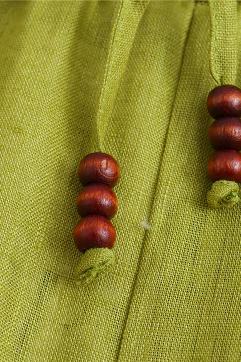 CWSTB1430_LOOSE LINEN SHIRT ELASTIC STRAIGHT TROUSERS SET