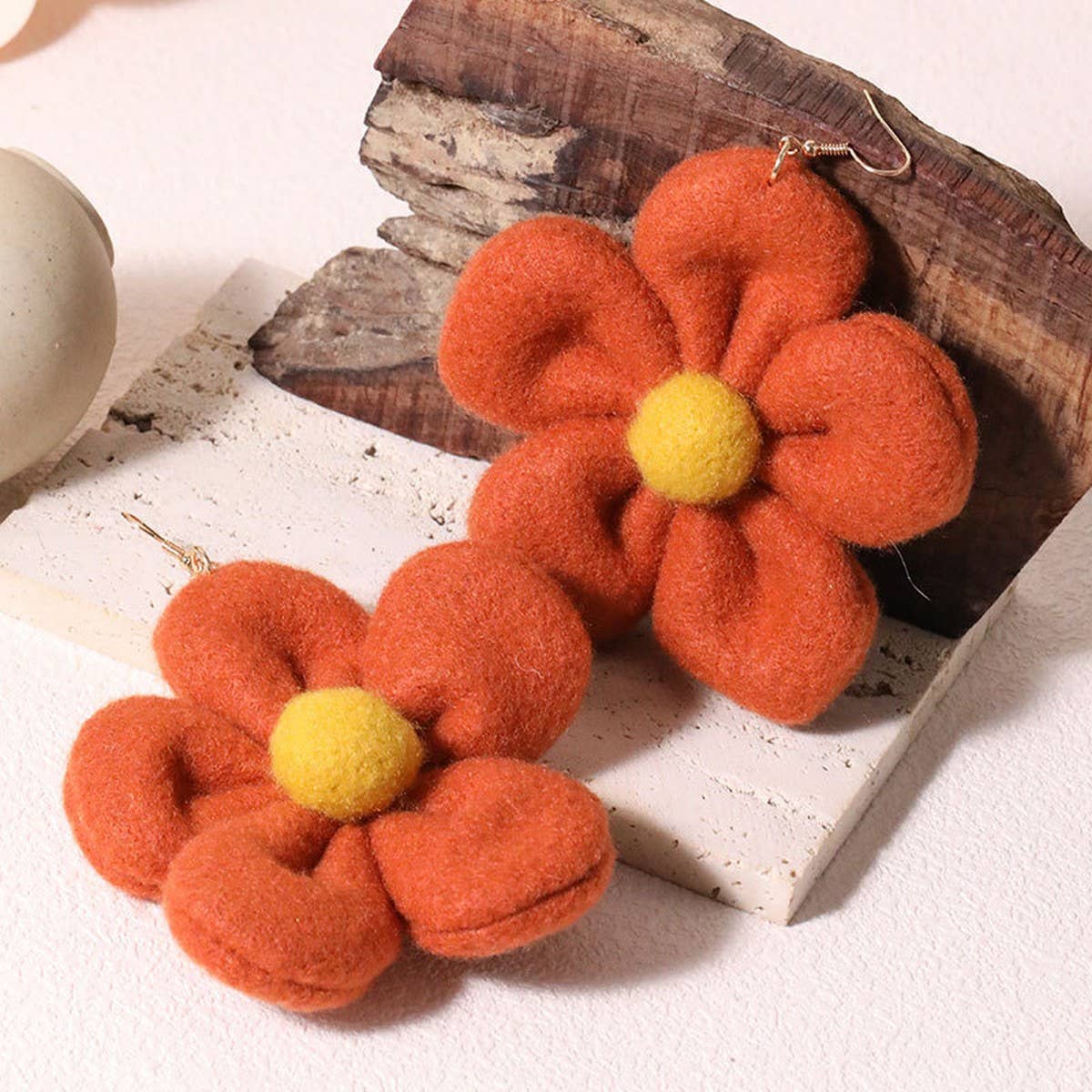 Handmade Large Floral Earrings Colorful Design