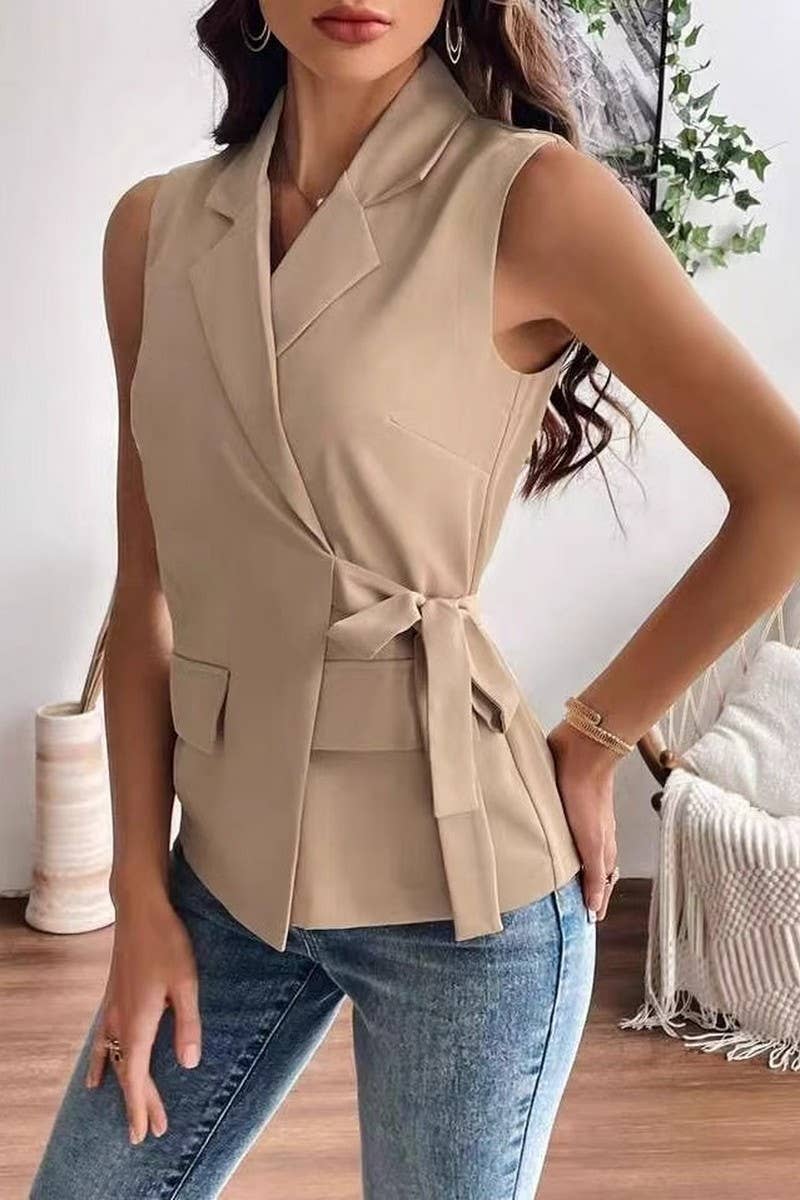 CWTTSL039_TEMPERAMENT COMMUTING SLEEVELESS CARDIGAN VEST