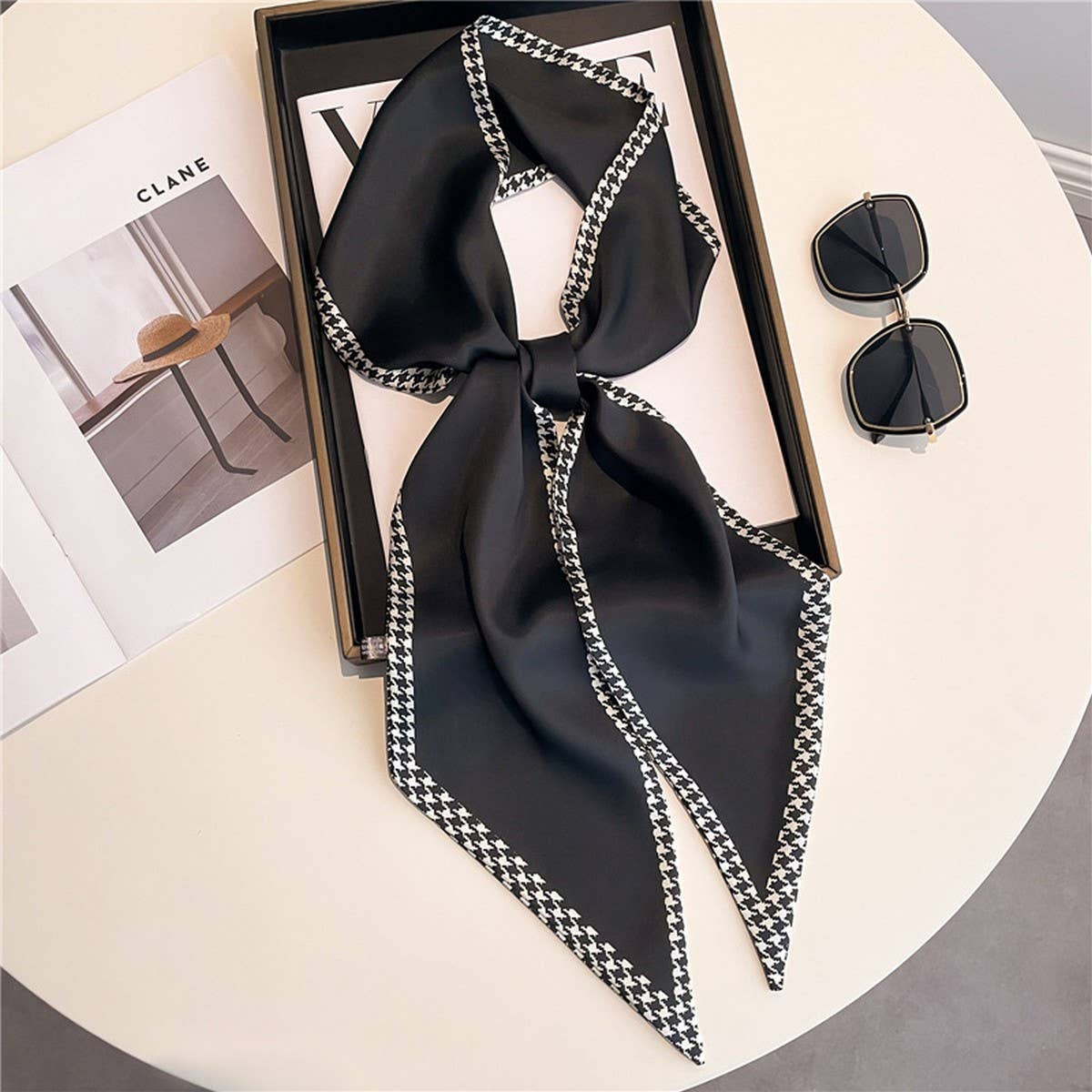 LETTER PRINT DOUBLE LAYER  HEAD SCARF