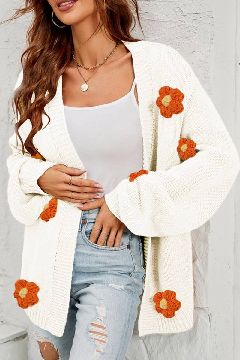 CWOSWL1659_Long Sleeve Casual Open Front Cardigan Sweater