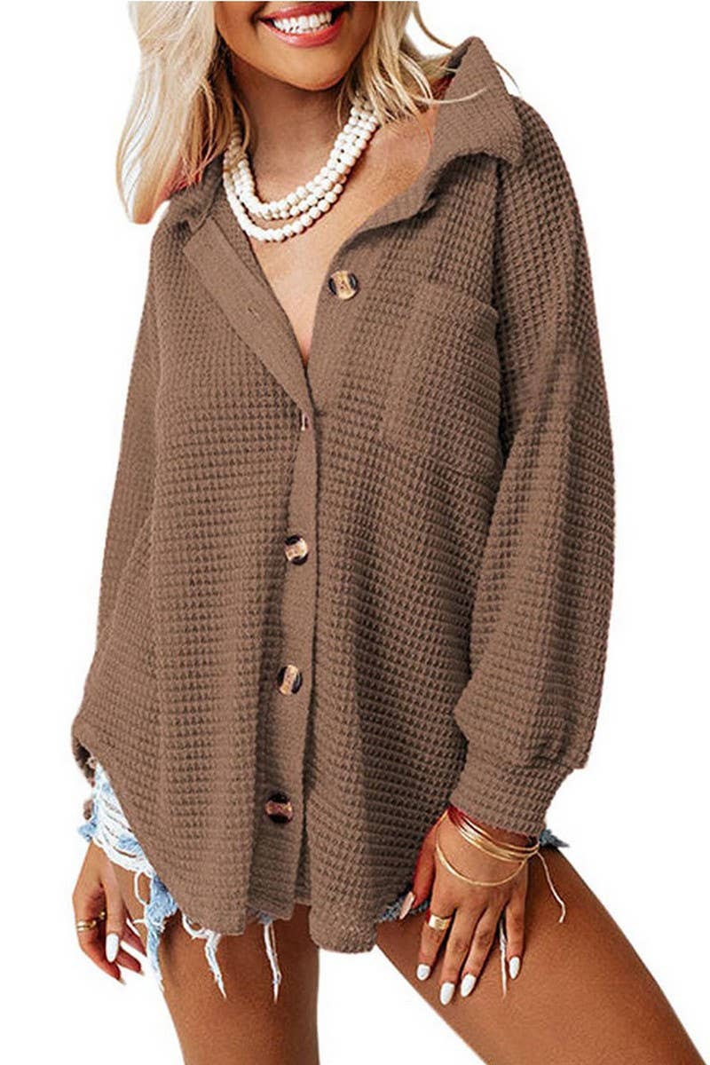 CWTBLL00829_LOOSE WAFFLE KNIT CASUAL COMMUTER SHIRT