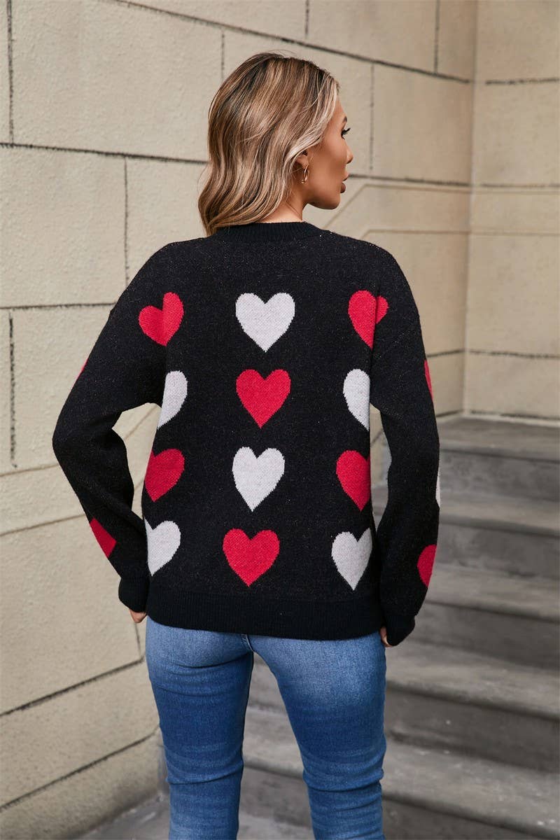 CWOSWL5783_LOVE VALENTINE'S DAY CREW NECK LOOSE SWEATER