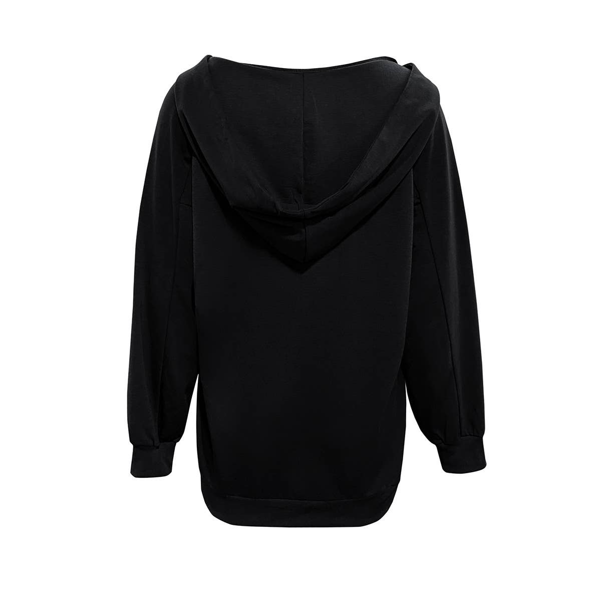 CORNS LACE-UP SOLID COLOR HOODED CASUAL HOODIE