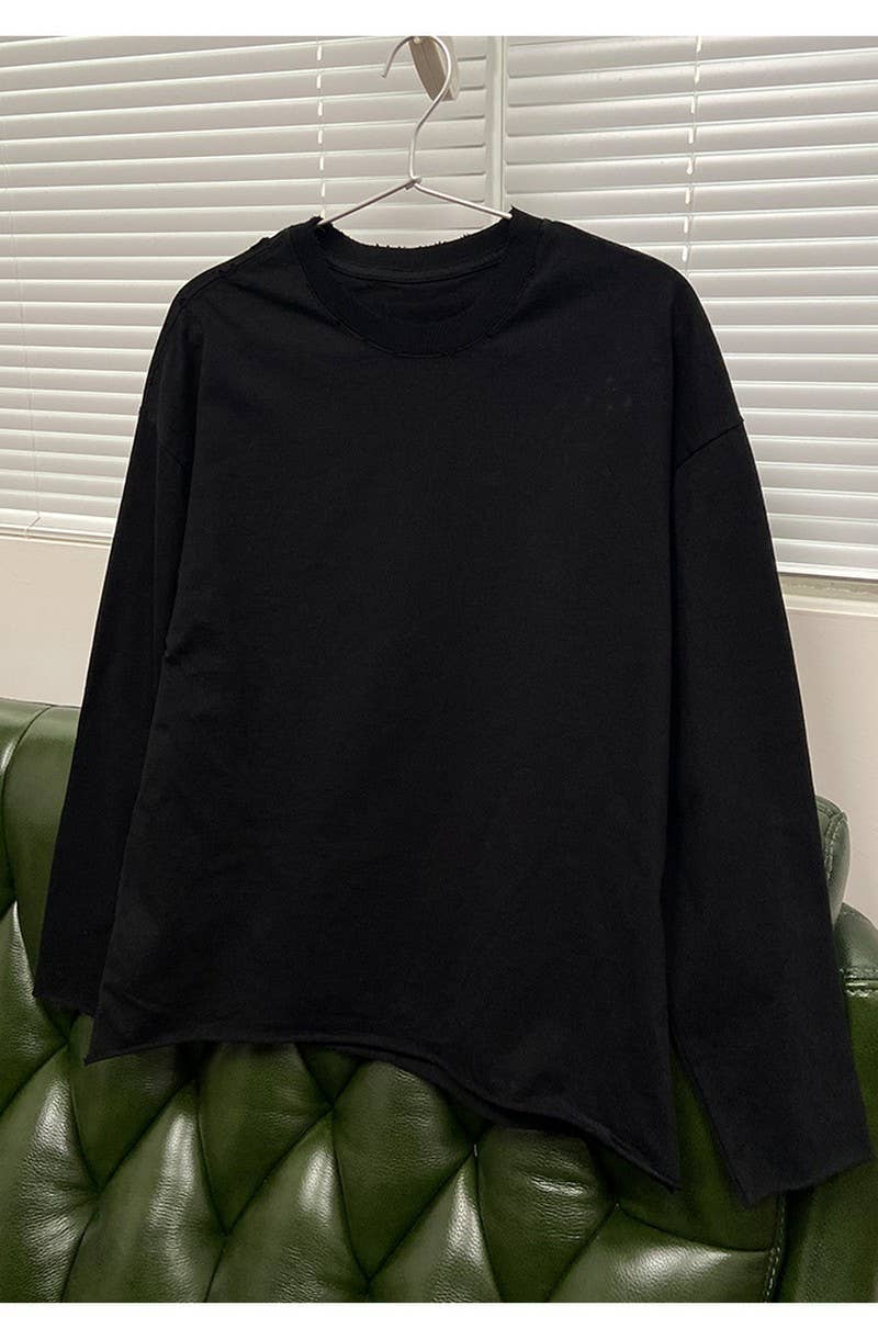 CWTBLL1979_ROLLED HEM ROUND NECK SOLID COLOR LONG SLEEVES