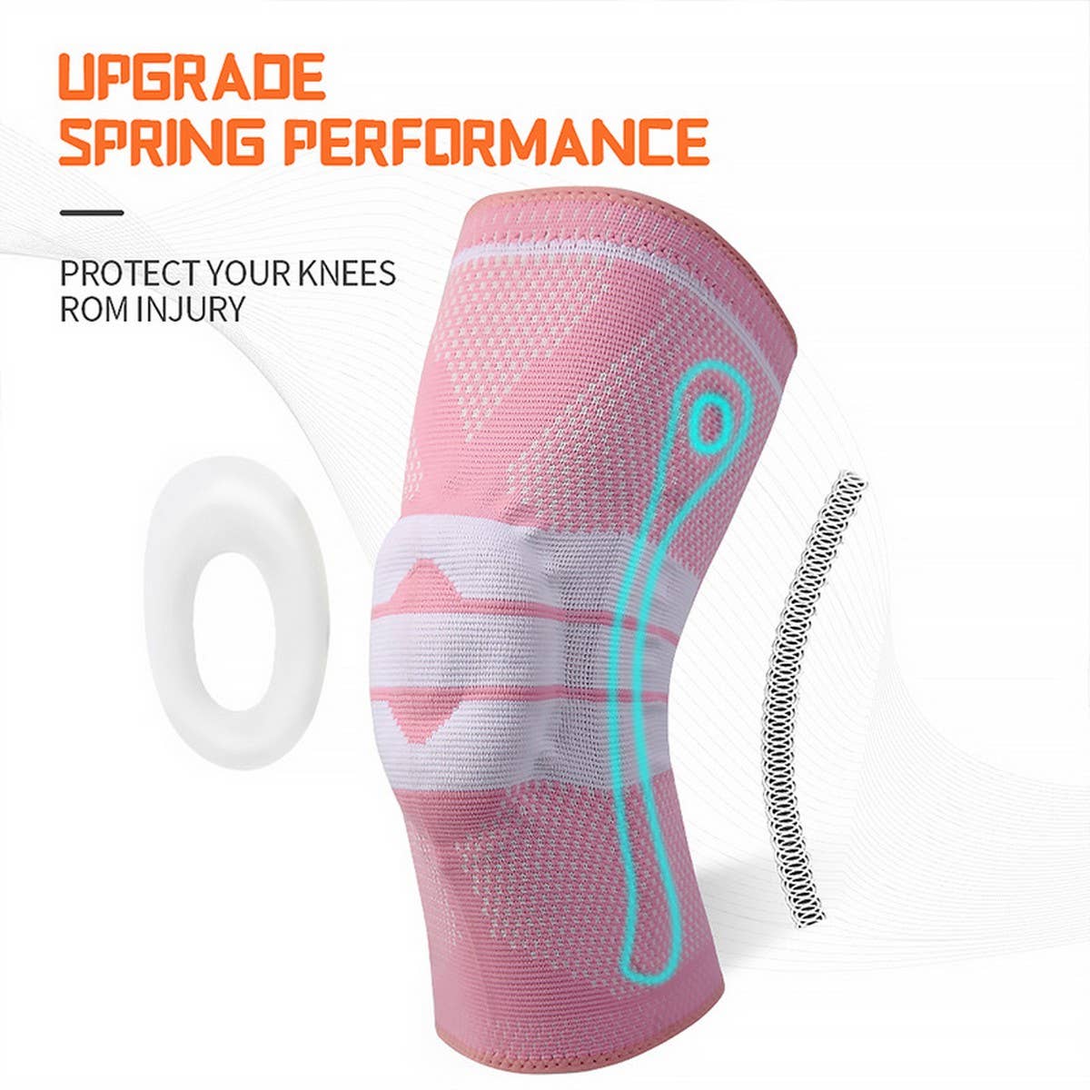 Pink Silicone Pad Knee Brace with Dual Springs_CWMM7897