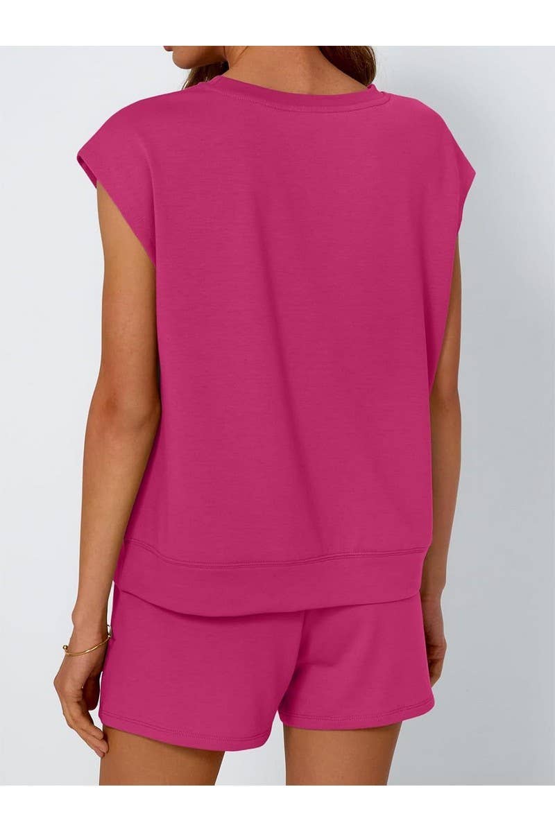 CWSTB00487_2025 SPRING SUMMER WOMEN 2 PIECE SET SHORT SLEEVE