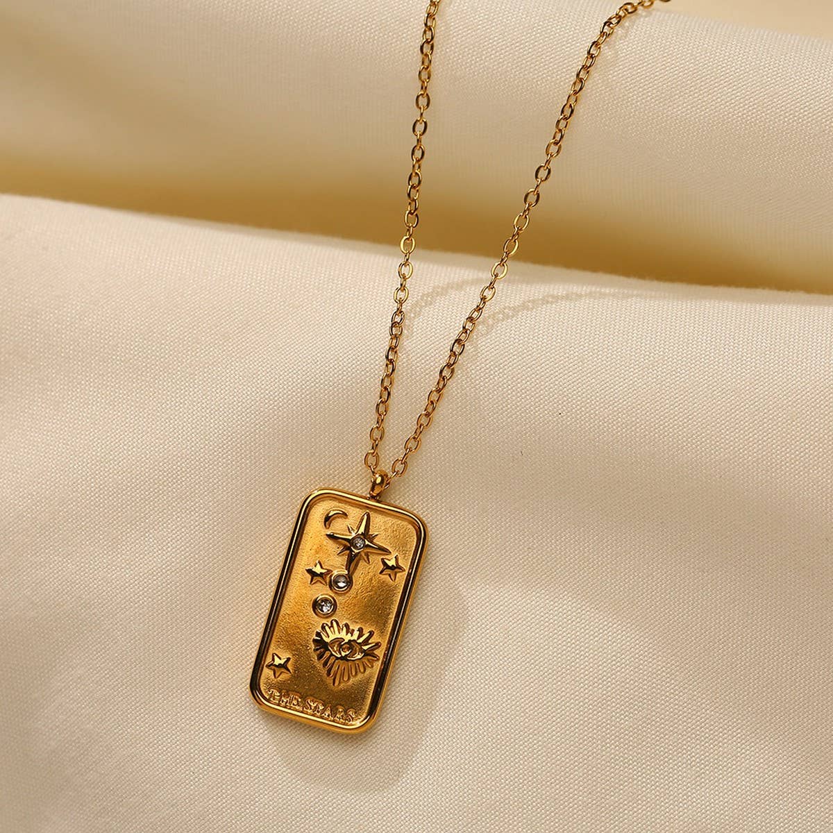 Colorful Zircon Stainless Steel Necklace, Colorfast