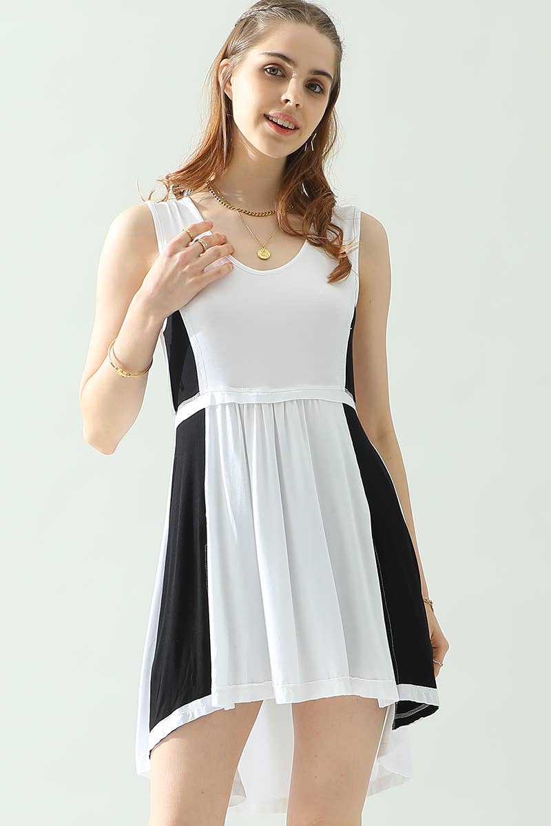 CWTTSL202_SCOOP NECK SLEEVLESS RUFFLE LONG TOP