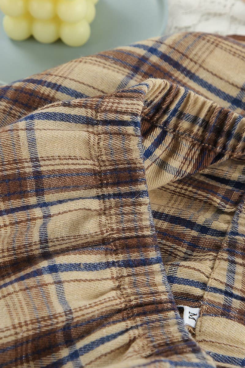 CWSPJ0256_PLAID LONG-SLEEVED PAJAMAS HOME WEAR SET