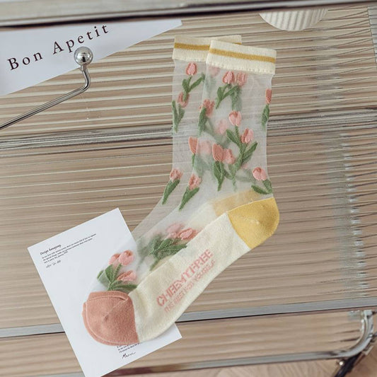 WOMEN TRANSPARENT CRYSTAL GLASS STOCKINGS