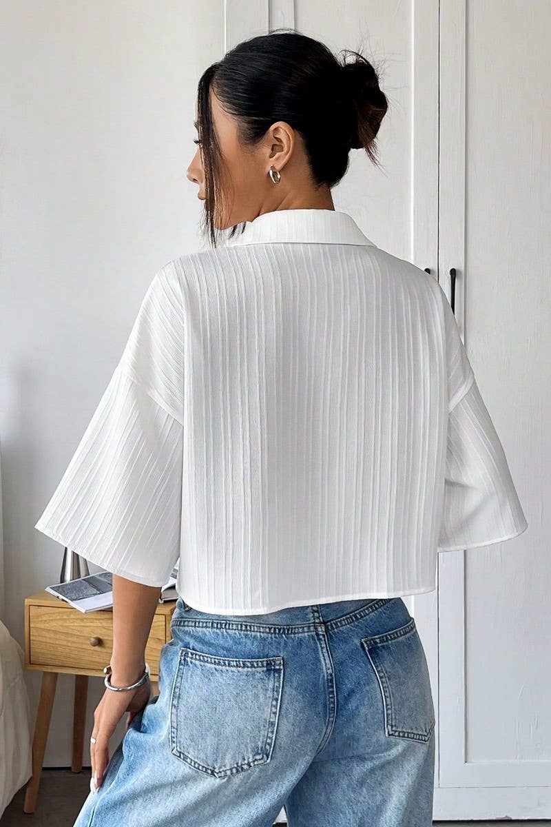 CWTSTS0764_WHITE CROPPED SHORT SLEEVE SHIRT TOP