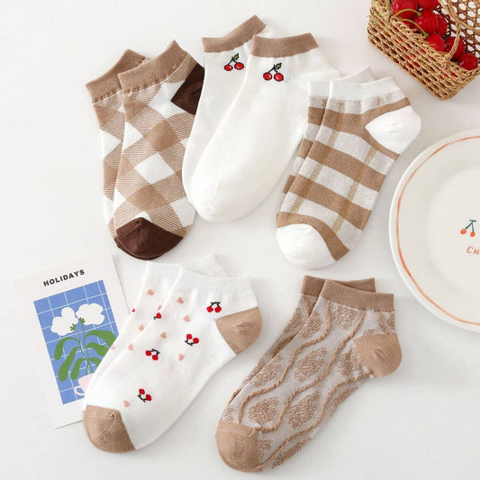 WOMEN'S PREPPY STYLE COTTON BREATHABLE SOCKS