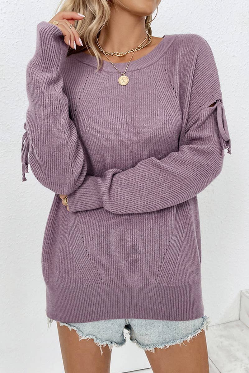 CWOSWL587 Oversized Off Shoulder Crew Neck Pullover Sweater