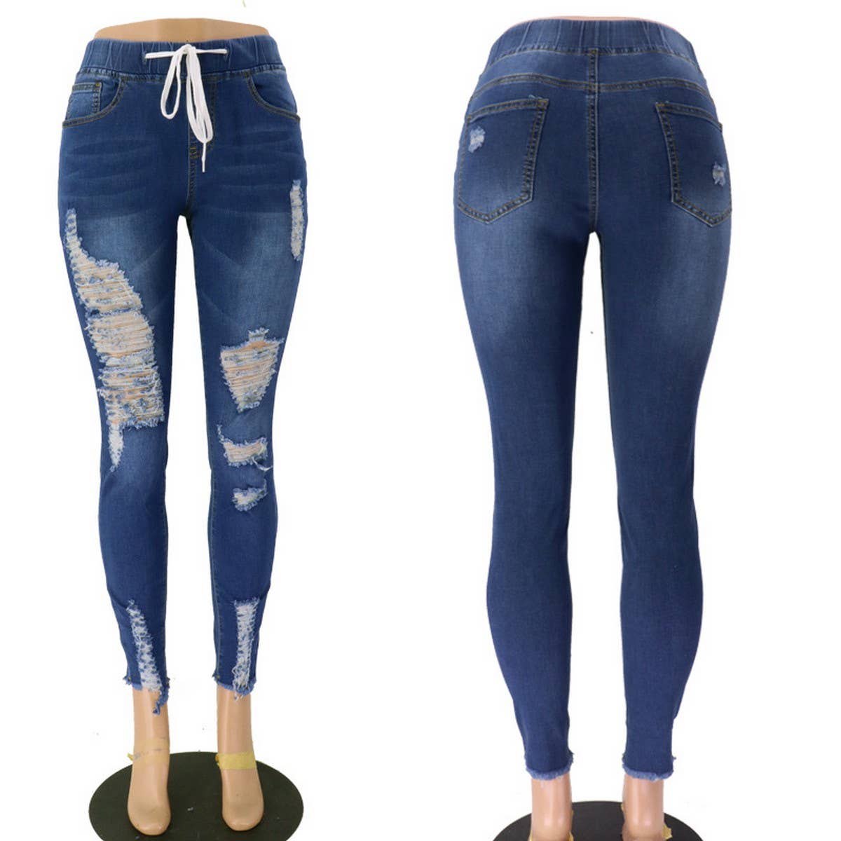 WOMENS ELASTIC HOLE SLIM FIT JEANS_CWJP0169