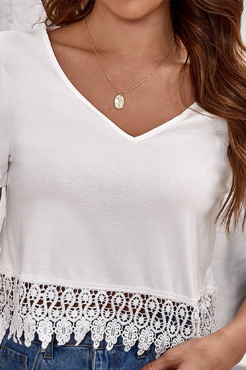 CWTBLS2012_LACE TRIM V-NECK SHORT SLEEVE T-SHIRT