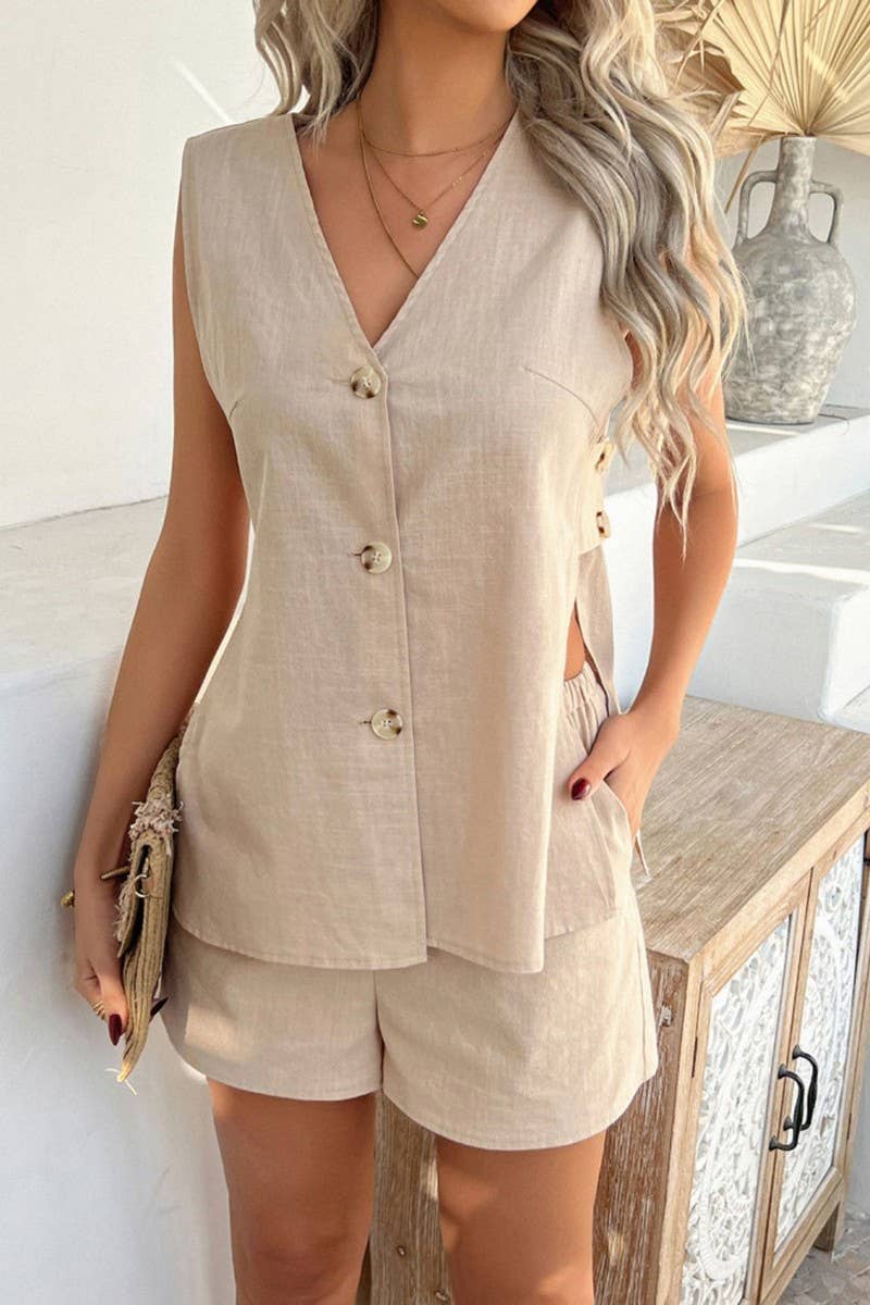 CWSS01298_SUMMER CASUAL VEST SHORTS TWO-PIECE SET