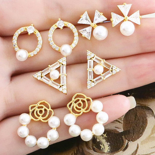 COPPER PLATED 18K GOLD FLOWER PEARL EARRINGS