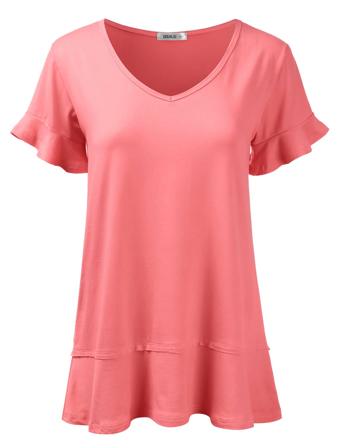 CWTTS681-P_Casual Tshirt V Neck Short Sleeve Loose blouse