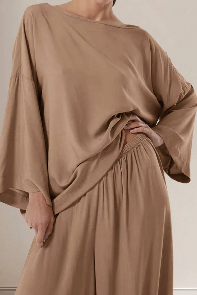 CWSPJ0324_ROUND NECK LONG SLEEVE LONG PANTS PAJAMA SET