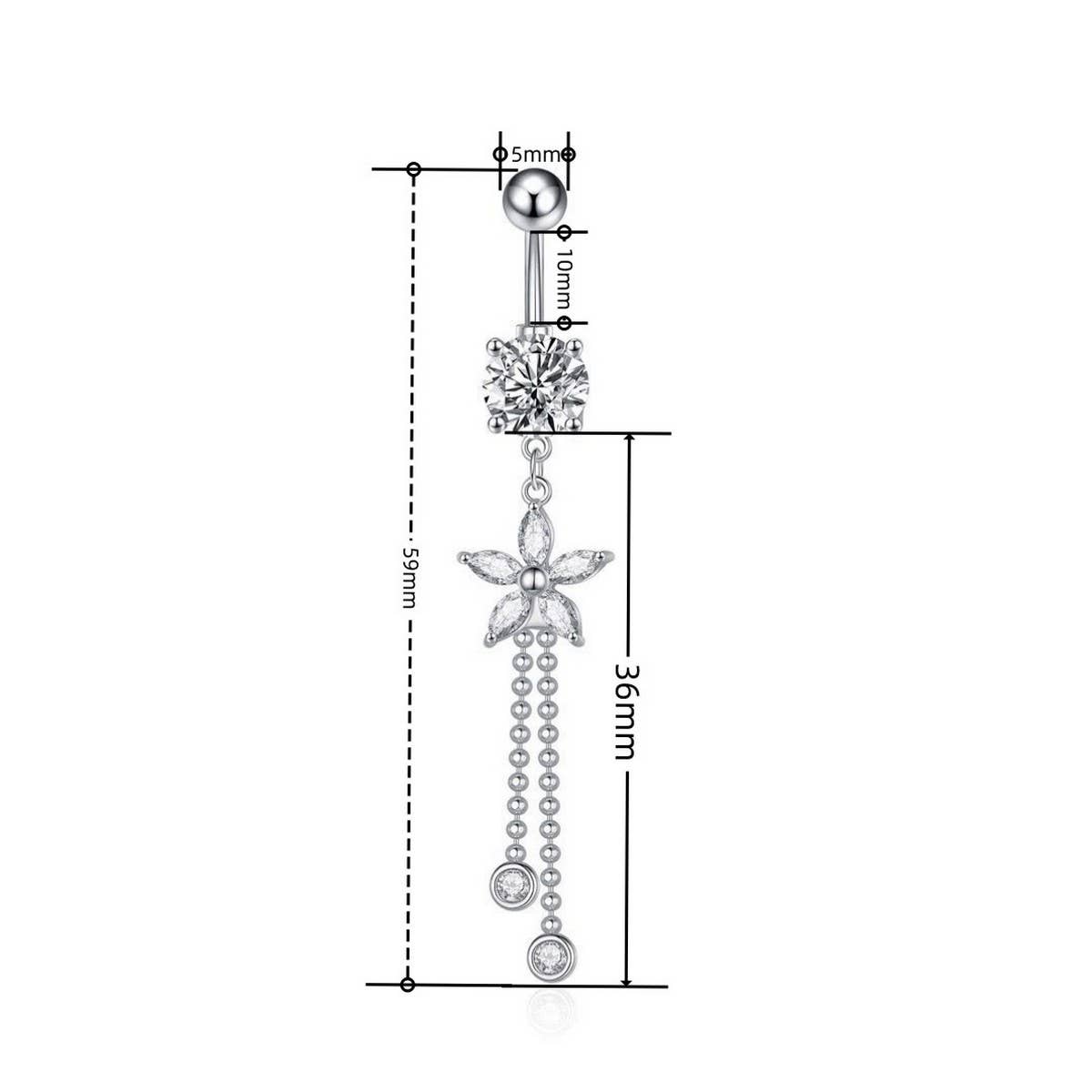 Tassel Flower Petal Stainless Steel Belly Ring