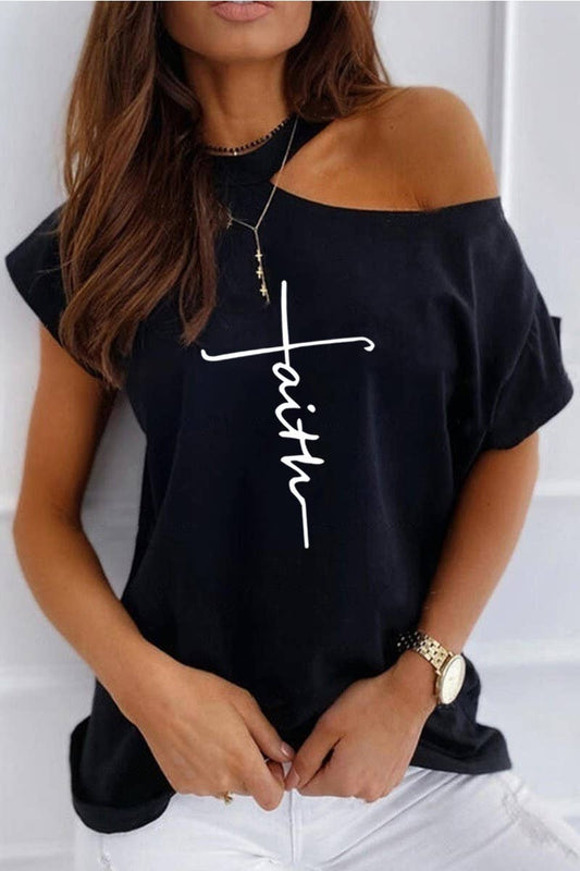 CWTTS1444_SUMMER OFF-SHOULDER ONE-SHOULDER T-SHIRT