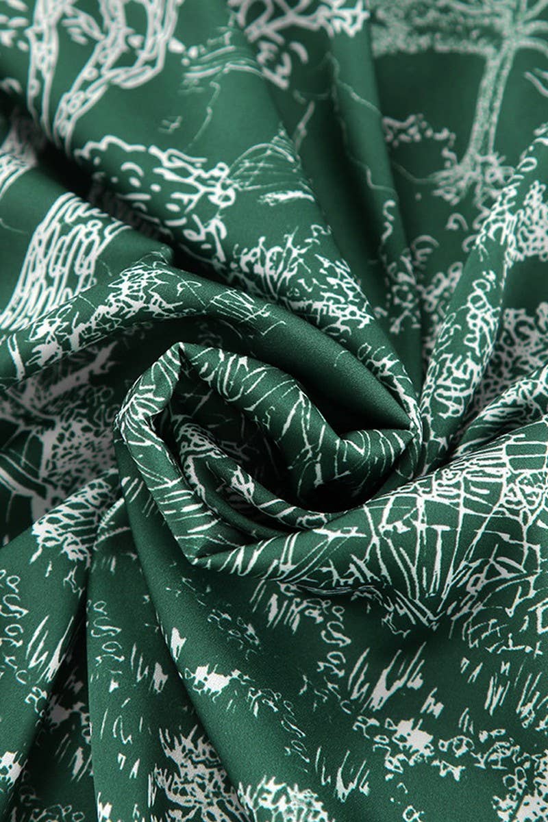 CWSPJ0358_PRINTED LOOSE COMFORTABLE LACE-UP NIGHTDRESS