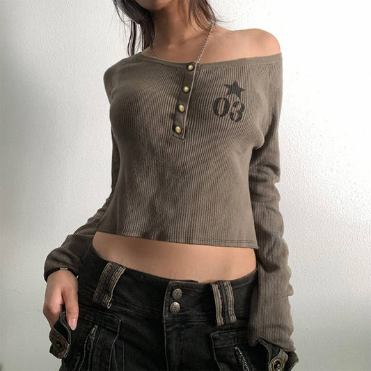 DIGITAL DIAGONAL SHOULDER LONG SLEEVE KNITWEAR