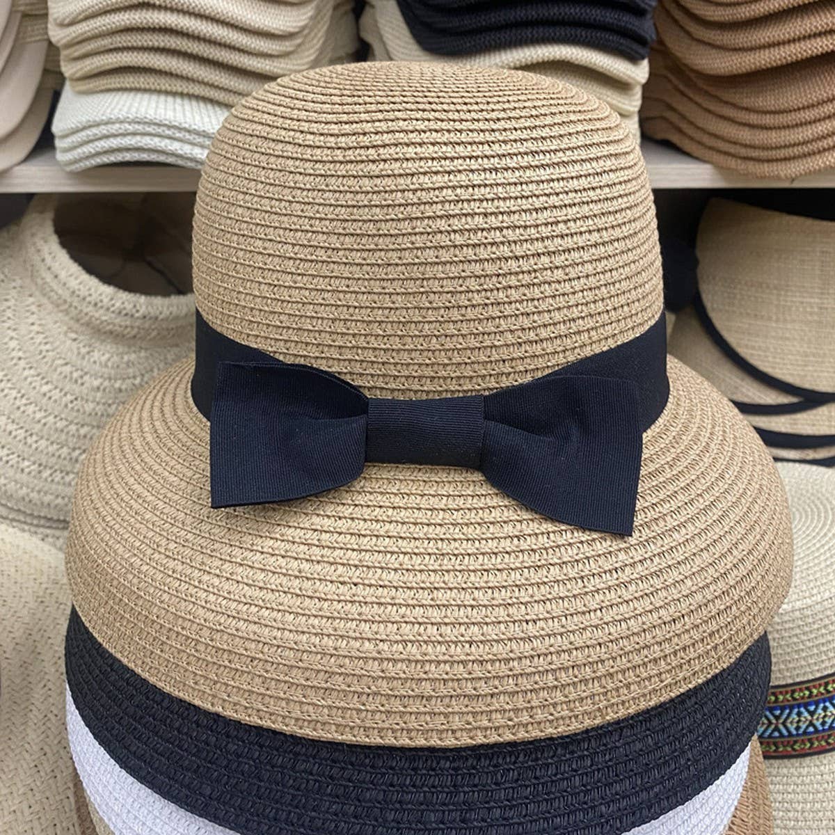 Summer outdoor fashion bow straw hat_CWAH3410
