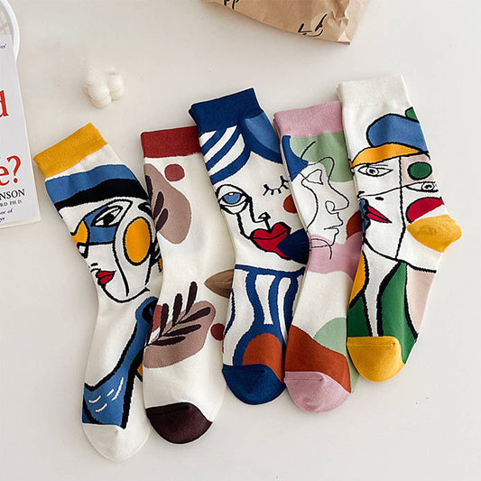 FASHIONABLE PRINTED MID-CALF COTTON SOCKS