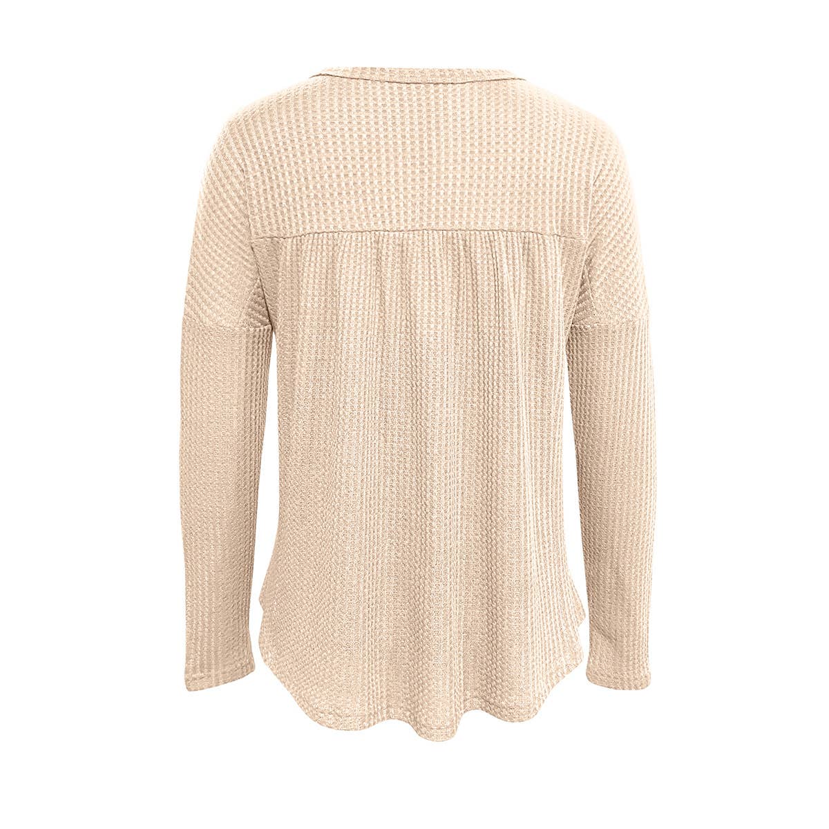 BUTTON-DOWN WAFFLE TOP WITH LONG SLEEVES