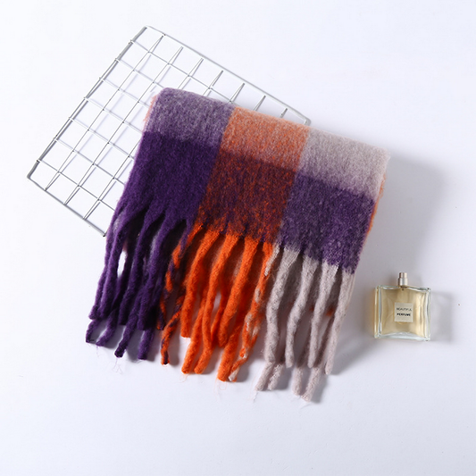 Colorblock Brushed Shawl ? Ins Style Winter Scarf