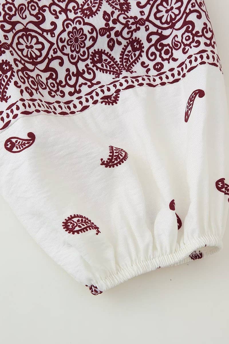 CWTBLL3822_STREET FASHION LACE-UP PRINTED LONG SLEEVE SHIRT