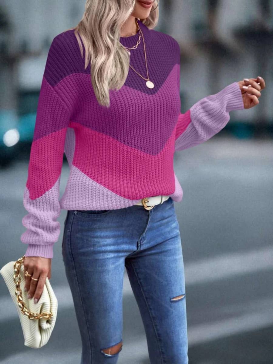 CREW-NECK PULLOVER STRIPED CASUAL SWEATER