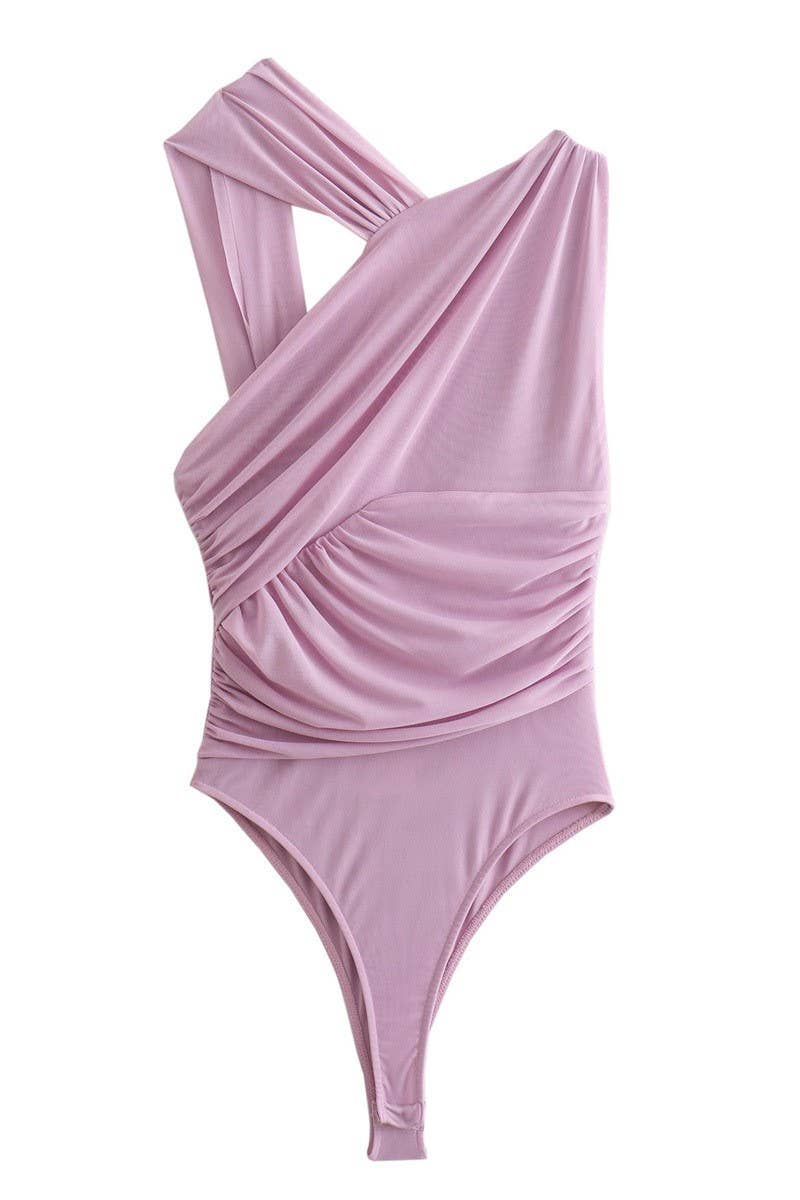 CWSBSSL0150_SUMMER ASYMMETRIC PLEATED TULLE JUMPSUIT