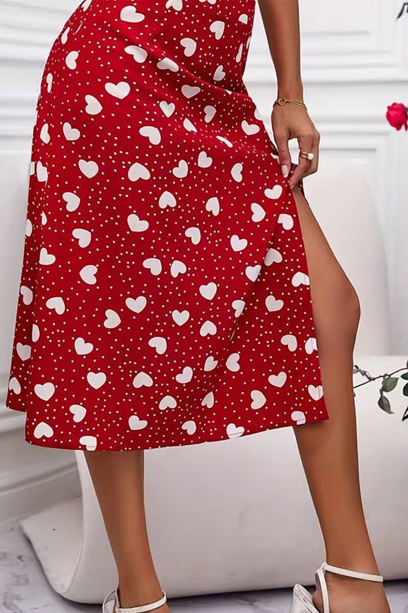 CWBMS0427_SUMMER POLKA DOT HEART SLIT A-LINE SKIRT