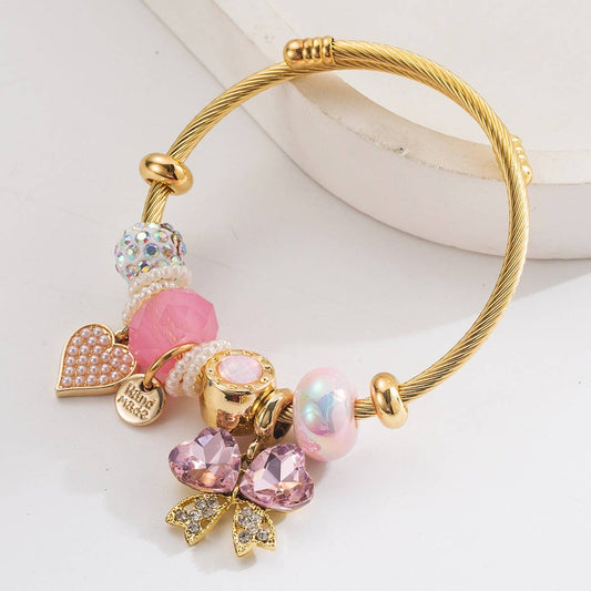 Trendy Adjustable Butterfly & Heart Steel Bracelet