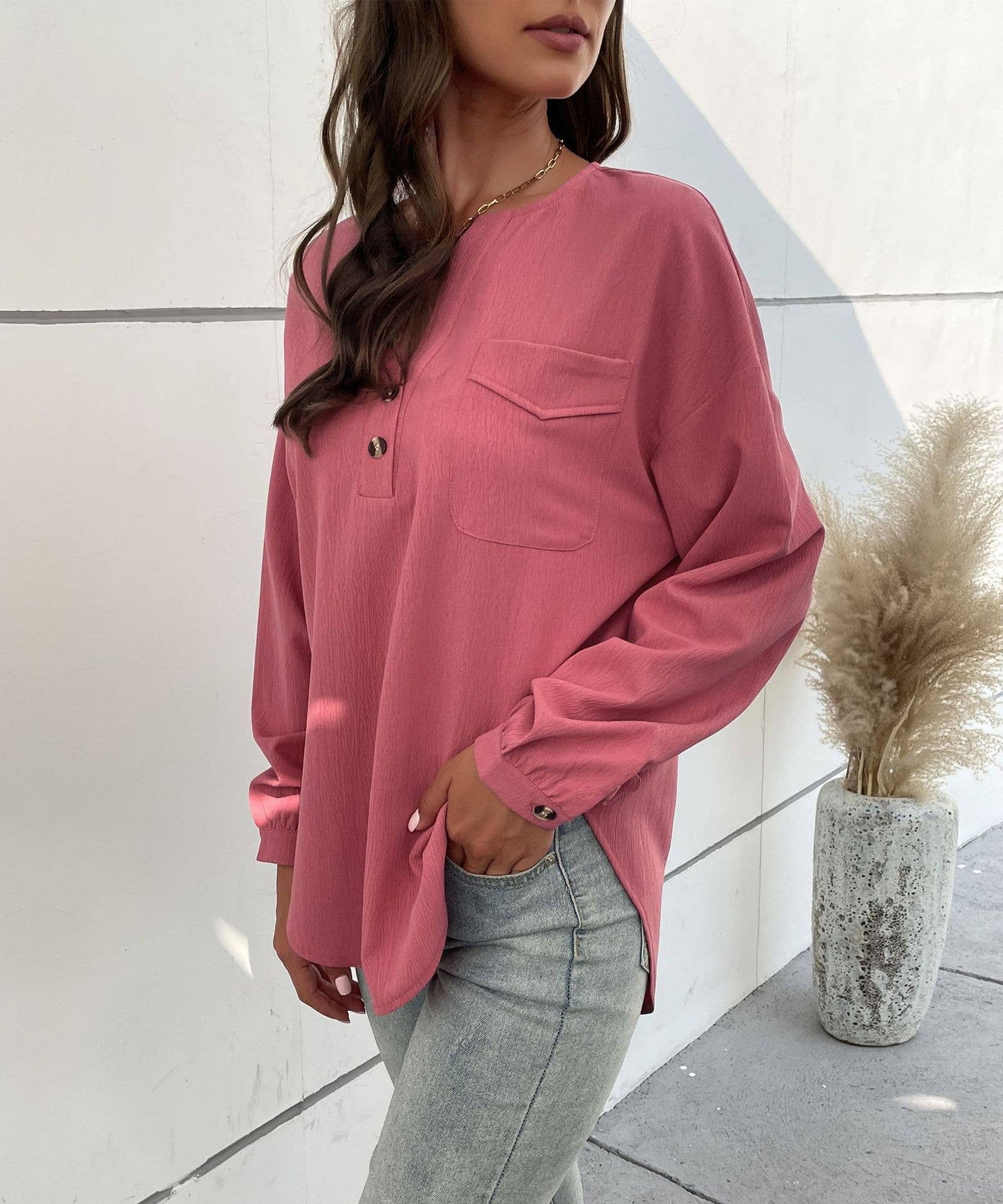 COMMUTER STYLE LONG SLEEVE DESIGN PULLOVER SHIRT