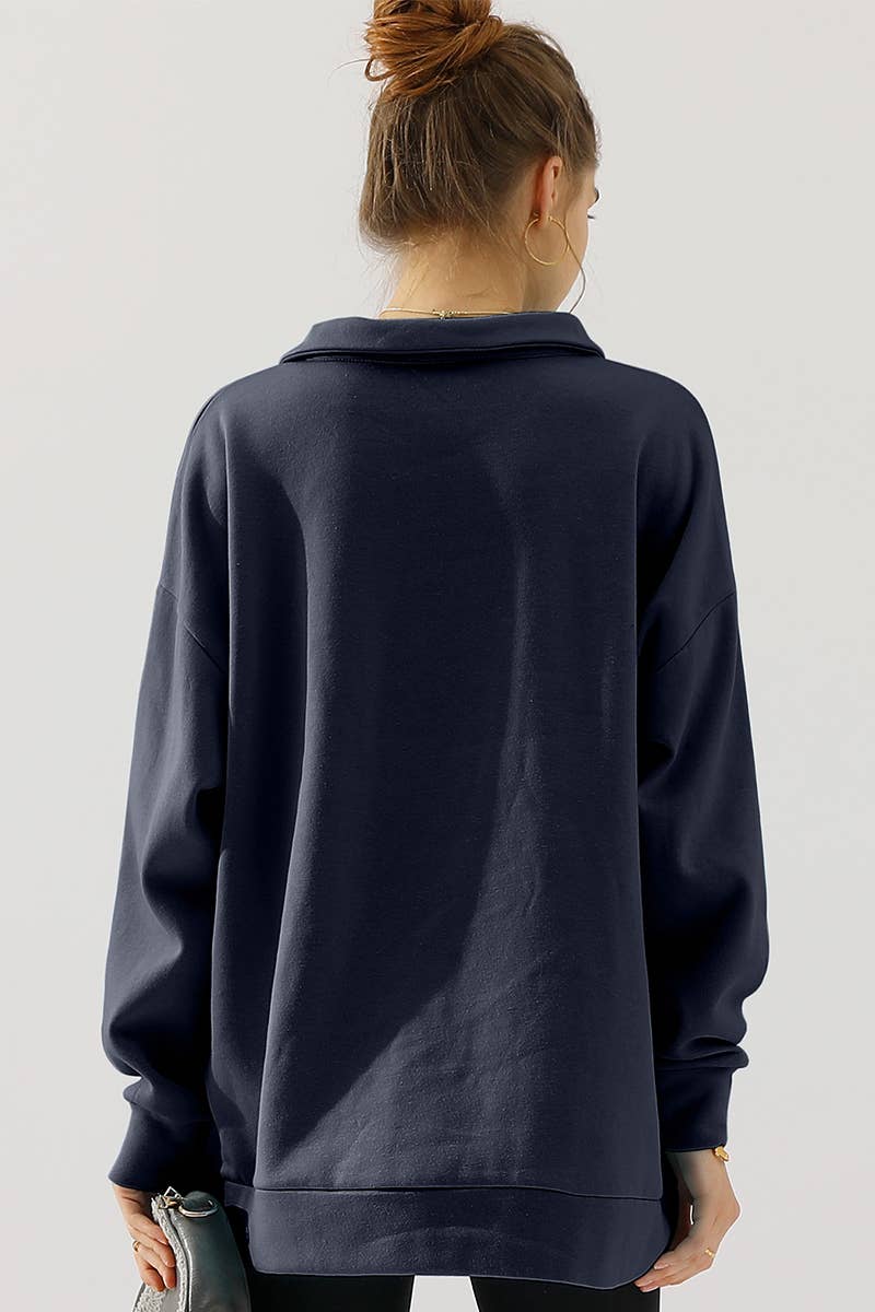 CWOHOL431_Zip Neck Lightweight Pullover Sweatshirt