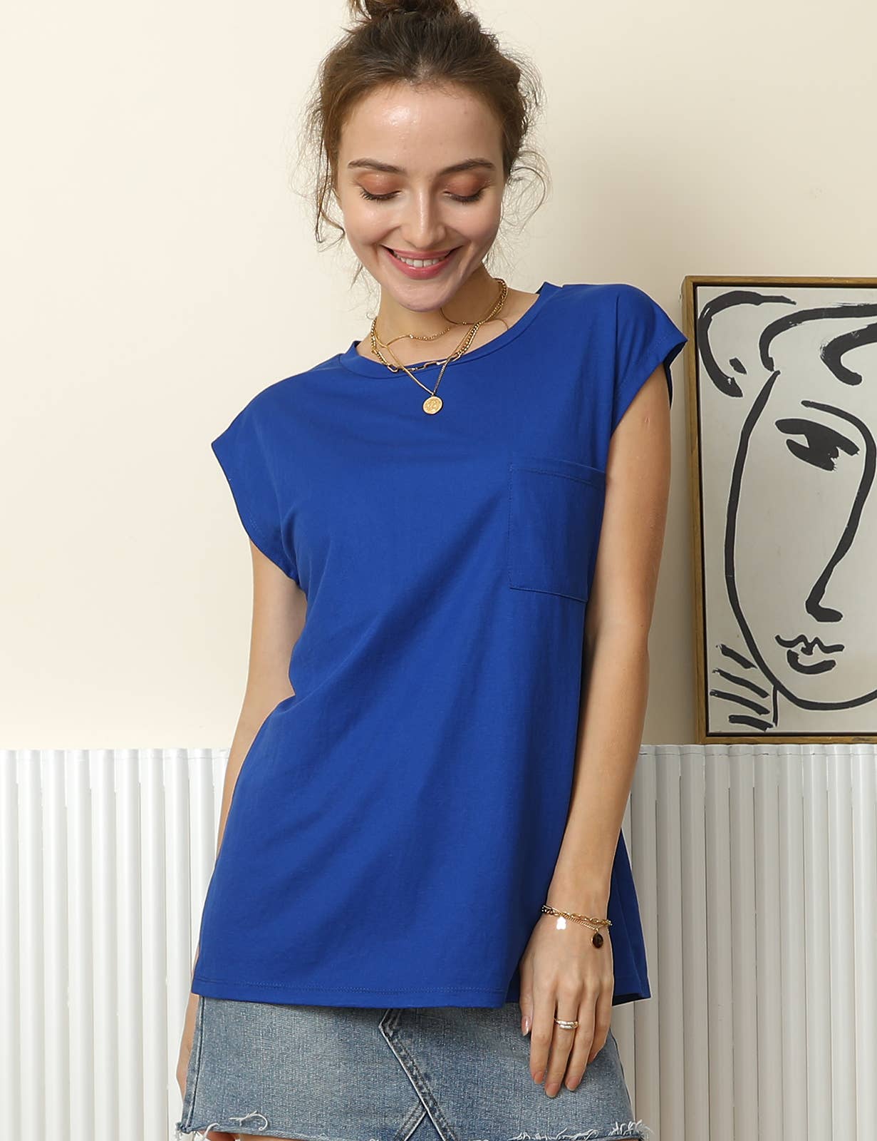 CWTTSL198_Round neck Sleeveless Knit Top