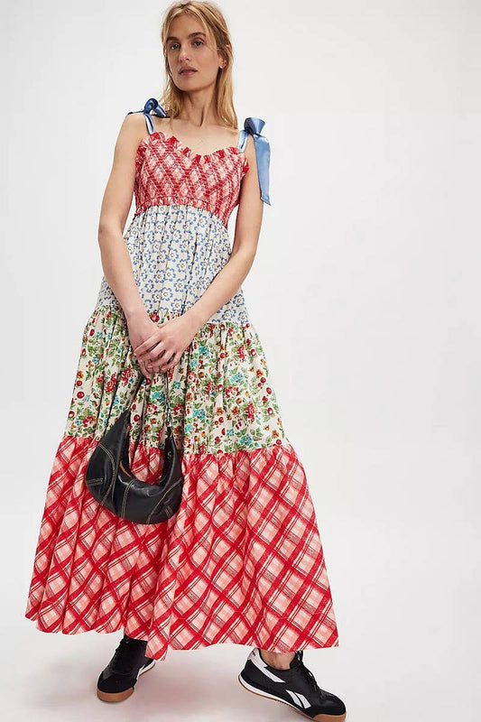 CWDMD5213_FLORAL SLIM FIT FRENCH STYLE CAMI DRESS