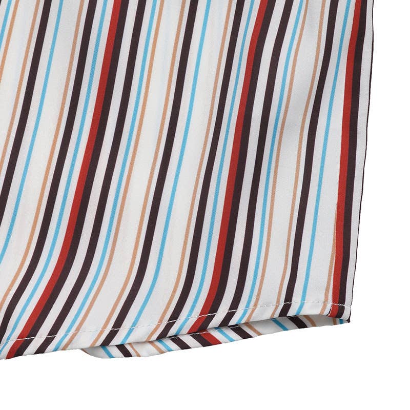 Casual lapel colorful vertical striped shirt