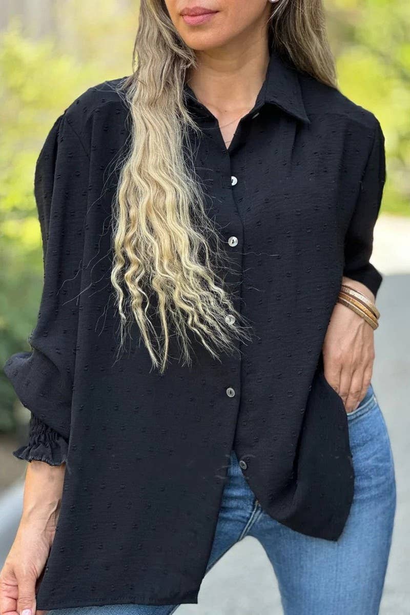 CWTBLL01201_2025 CASUAL LOOSE FIT BUTTON DOWN POLO SHIRT