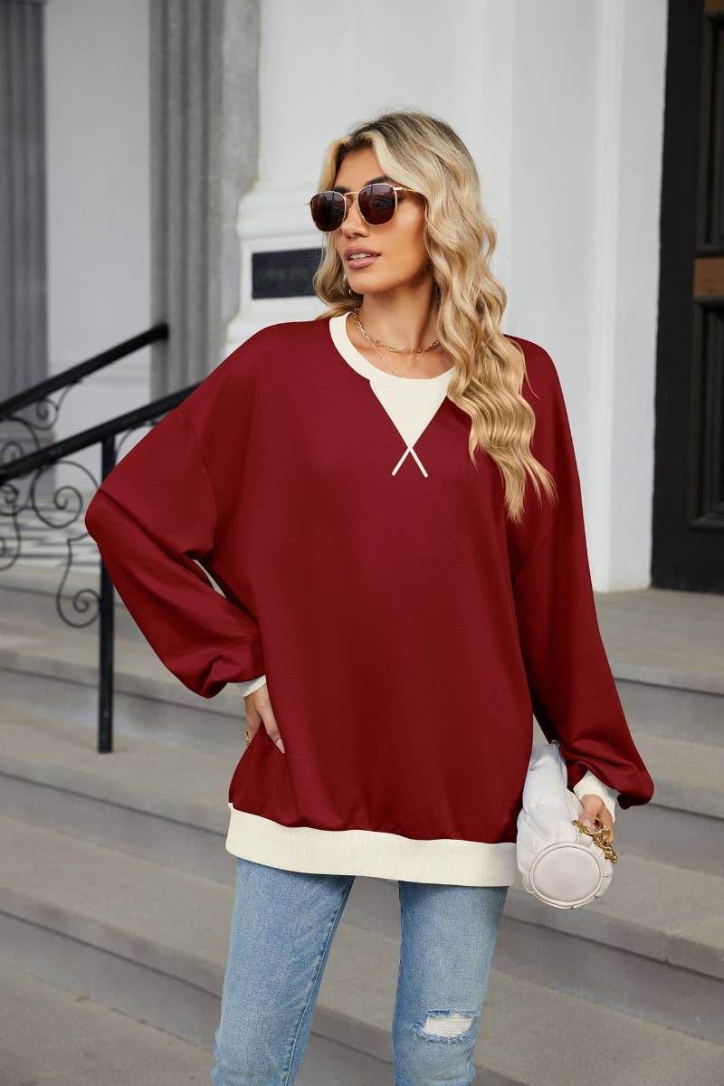 CWOSWL6564_WINTER CASUAL COLOR LONG-SLEEVED HOODIE