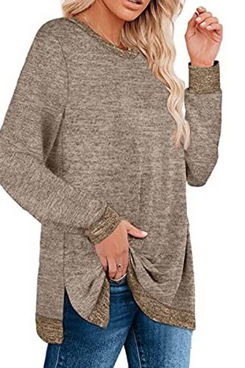 CWTBLL3686_COLORBLOCK SLIT LOOSE CASUAL PULLOVER TOP