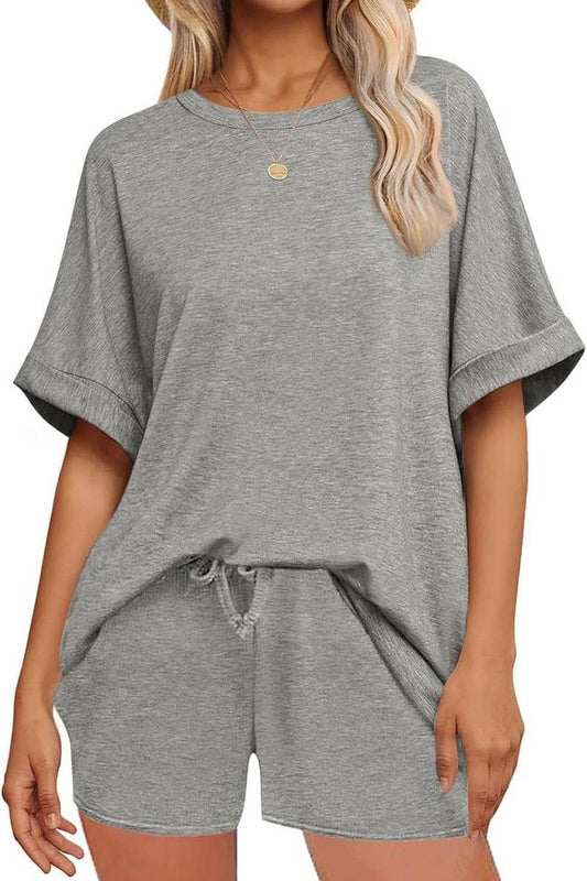 CWSTB2108_CASUAL OVERSIZED TEE AND DRAWSTRING SHORTS SET